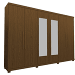 GUARDA ROUPA CASAL IMPÉRIO 6 PORTAS COM ESPELHO CASTANHO / CASTANHO – GELIUS
