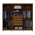 GUARDA ROUPA CASAL IMPÉRIO 6 PORTAS COM ESPELHO CASTANHO / CASTANHO – GELIUS