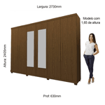 GUARDA ROUPA CASAL IMPÉRIO 6 PORTAS COM ESPELHO CASTANHO / CASTANHO – GELIUS