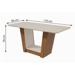 MESA 1,70 APOGEU TAMPO DE MDF/VIDRO C/6 CAD. ANIMALE BEGE - AMENDOA CLEAN LOPAS