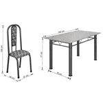 MESA ATENAS C/6 CADEIRAS BASE ACRE GRANITO OCRE PTA/MTR C01 CAPITONE BRANCO/PRETO - BM TUBULARES
