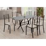 MESA PARATY 6 CADEIRAS BASE CABO FRIO 1,40 C. PRETO BRANCO GR. TOPAZIO - TEIXEIRA