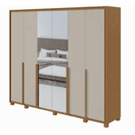 GUARDA ROUPAS IMPERATORE 6 PORTAS 6 GAVETAS C/ ESPELHO AMÊNDOA/OFF WHITE LOPAS