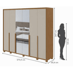 GUARDA ROUPAS IMPERATORE 6 PORTAS 6 GAVETAS C/ ESPELHO AMÊNDOA/OFF WHITE LOPAS