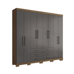 GUARDA ROUPA MASTER 8 PORTAS 6 GAVETAS C/PES JATOBA/GRAFITE SANTOS ANDIRA 