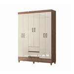 GUARDA ROUPA FIT 6 PORTAS 2 GAVETAS COM PÉS JEQUITIBA/OFF WHITE SANTOS ANDIRA