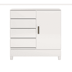 CÔMODA FIT 1 PORTA 4 GAVETAS C/PÉS BRANCO/BRANCO – SANTOS ANDIRÁ