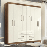Guarda Roupa Casal Liverpool 8 Portas 6 Gavetas Jatoba/Areia Santos Andira