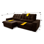 SOFÁ RETRATIL ZURICH 2,50 C/PILLOW D4461 MARROM BIANCHI