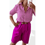 Camisa Riscadinha Rosa/Brancca
