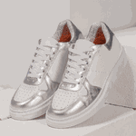 Tênis Sneakers Feminino Em Couro Legitimo Vittal - T200-BCO/PRATA