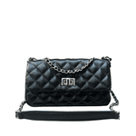 Bolsa Lavínia Couro Preto com Ferragens Prata