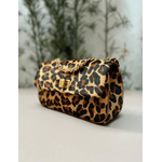 Bolsa Lavínia Couro Animal Print Onça com Caramelo
