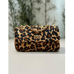 Bolsa Lavínia Couro Animal Print Onça com Caramelo