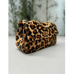 Bolsa Lavínia Couro Animal Print Onça com Caramelo