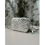 Bolsa Anna Couro Prata Metalizado
