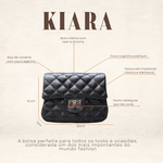 Bolsa Kiara Pequena Couro Preto com Ferragens Grafite