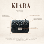 Bolsa Kiara Pequena Couro Preto com Ferragens Prata