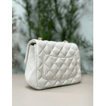 Bolsa Kiara Pequena Couro Off White com Ferragens Dourada
