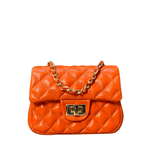 Bolsa Kiara Pequena Couro Laranja com Ferragens Dourada