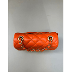 Bolsa Kiara Pequena Couro Laranja com Ferragens Dourada