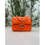 Bolsa Kiara Pequena Couro Laranja com Ferragens Dourada