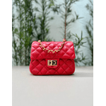 Bolsa Kiara Pequena Couro Vermelho com Ferragens Dourado