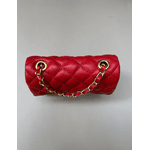 Bolsa Kiara Pequena Couro Vermelho com Ferragens Dourado