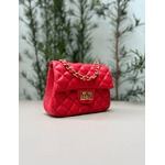 Bolsa Kiara Pequena Couro Vermelho com Ferragens Dourado