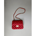 Bolsa Kiara Pequena Couro Vermelho com Ferragens Dourado