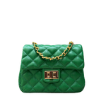 Bolsa Kiara Pequena Couro Verde Bandeira com Ferragens Dourada