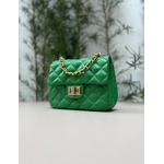 Bolsa Kiara Pequena Couro Verde Bandeira com Ferragens Dourada