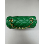 Bolsa Kiara Pequena Couro Verde Bandeira com Ferragens Dourada
