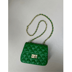 Bolsa Kiara Pequena Couro Verde Bandeira com Ferragens Dourada