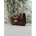 Bolsa Kiara Pequena Couro Marrom com Ferragens Dourada