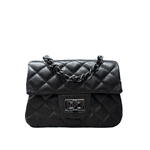 Bolsa Kiara Pequena Couro Preto com Ferragens Grafite
