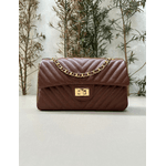 Bolsa Kiara Média Chevron Couro Marrom 