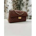 Bolsa Kiara Média Chevron Couro Marrom 