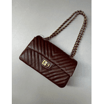 Bolsa Kiara Média Chevron Couro Marrom 