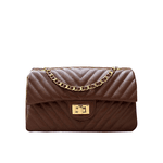 Bolsa Kiara Média Chevron Couro Marrom 