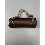 Bolsa Kiara Média Chevron Couro Marrom 