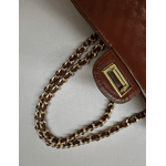 Bolsa Kiara Média Chevron Couro Marrom 