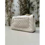 Bolsa Kiara Média Chevron Couro Off White
