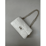 Bolsa Kiara Média Chevron Couro Off White
