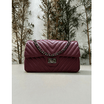 Bolsa Kiara Média Chevron Couro Cabernet Grafite