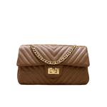 Bolsa Kiara Média Chevron Couro Caramelo
