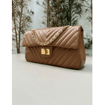 Bolsa Kiara Média Chevron Couro Caramelo