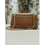 Bolsa Kiara Média Chevron Couro Caramelo