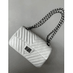Bolsa Kiara Média Chevron Offwhite com Ferragens Grafite