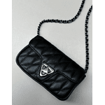 Bolsa Giulia Couro Preto 2.0 Com Ferragens Grafite